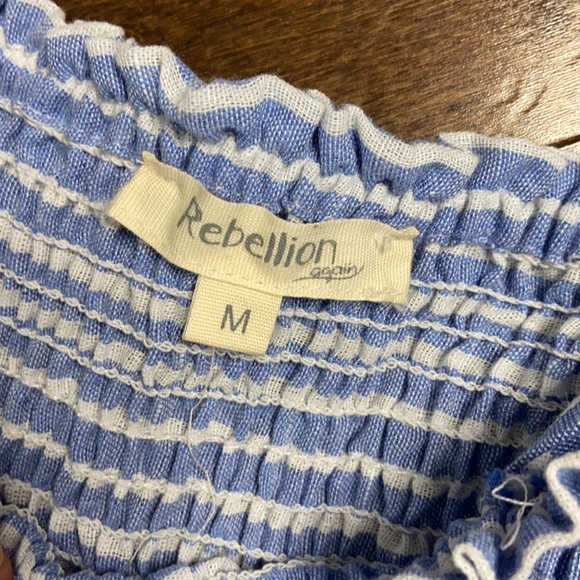 NWOT 100% Cotton Stripe Tank Smocked Dress with Tie Up Shoulder Straps - Picture 5 of 10